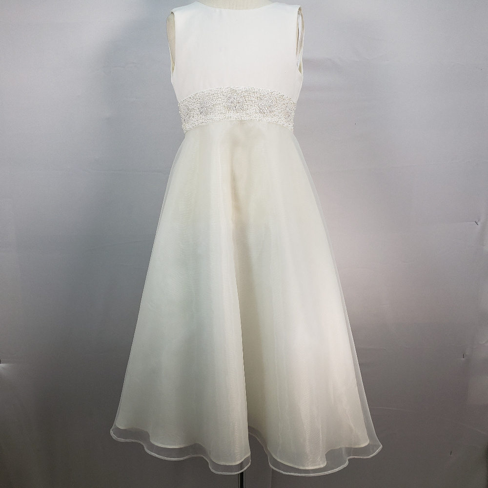 US ANGELS SLEEVELESS SATIN ORGANZA BEADED DRESS